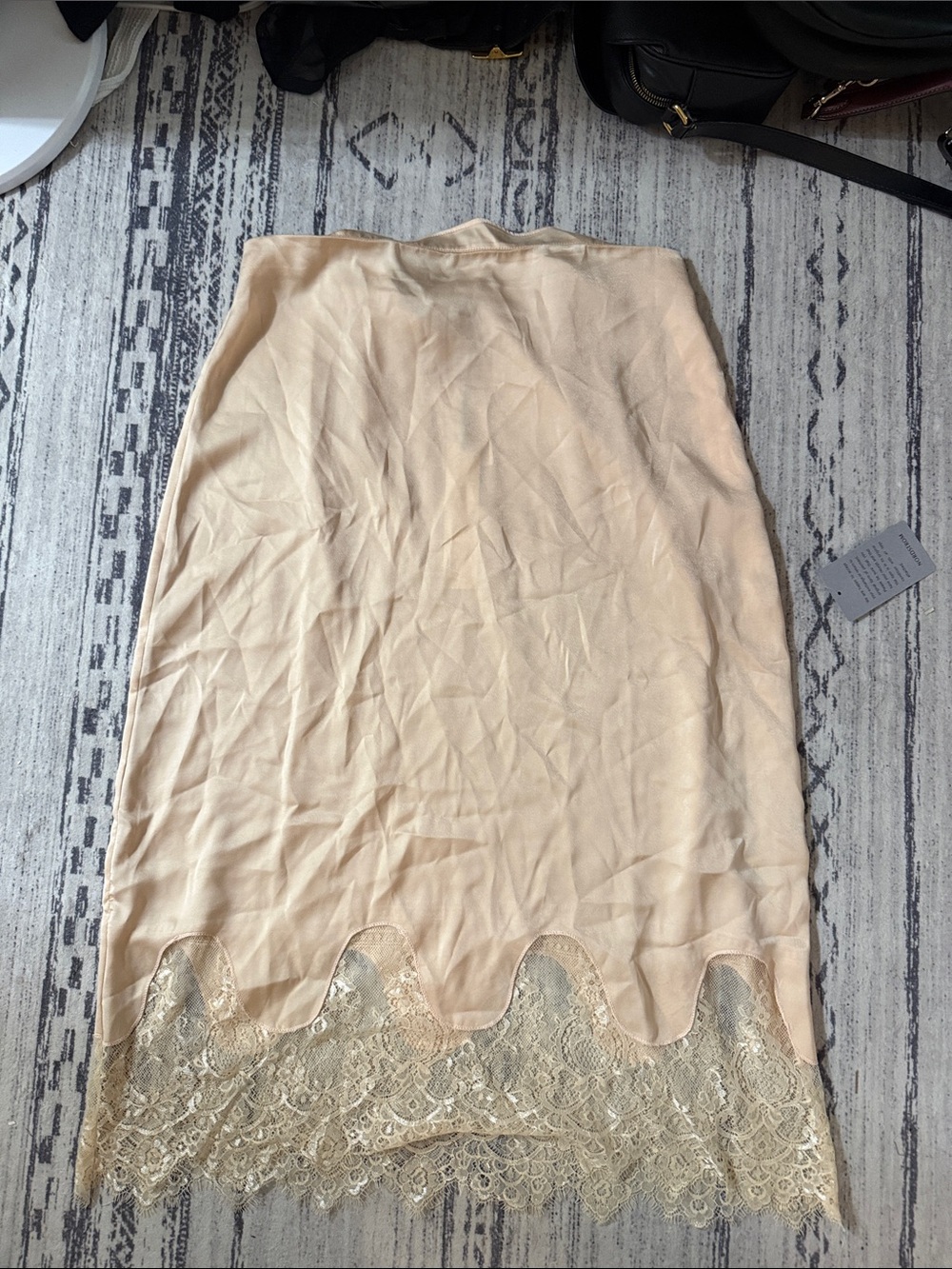 Nordstrom Cream Lace-Trim Midi Skirt